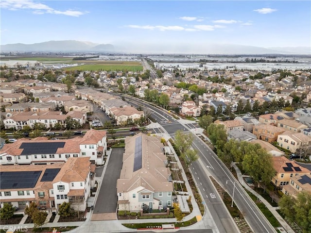 bird's eye view featuring a mountain view and a residential view