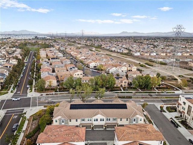 drone / aerial view with a residential view and a mountain view