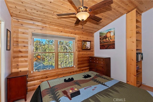 bedroom with wooden ceiling and vaulted ceiling