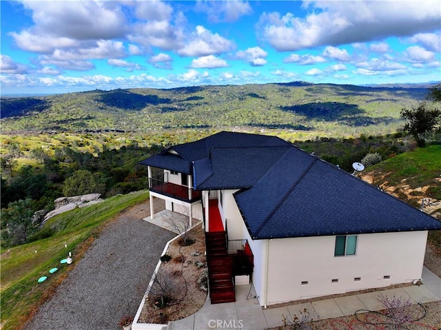 drone / aerial view with a mountain view