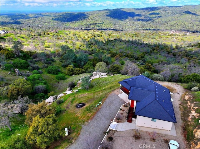 bird's eye view featuring a view of trees