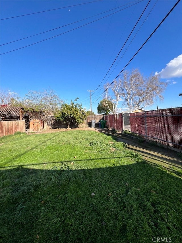 view of yard featuring a fenced backyard