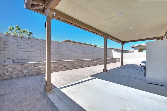 view of patio featuring a fenced backyard