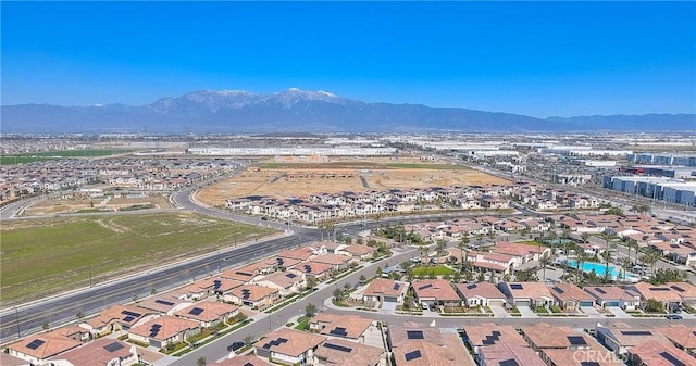 aerial view with a residential view and a mountain view