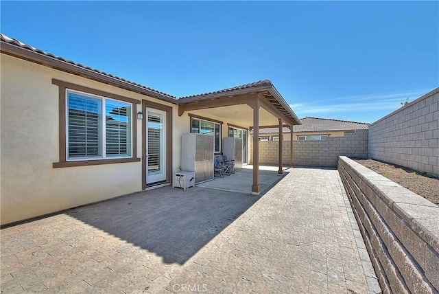 view of patio featuring a fenced backyard