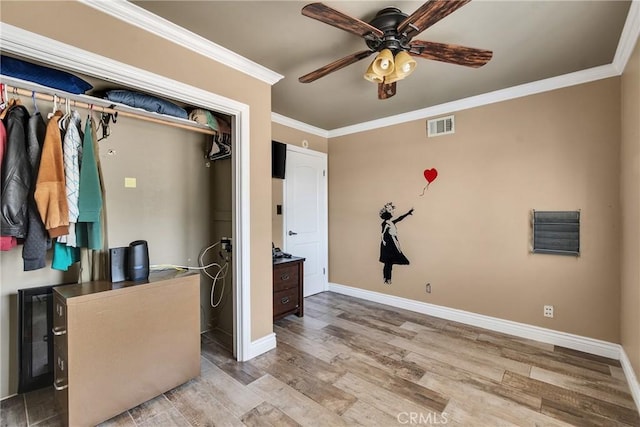 160 Summit Rd, La Verne, CA 91750 - bedroom featuring baseboards, wood finished floors, ornamental molding, and a closet