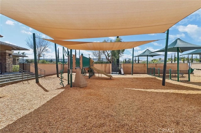 communal playground with fence