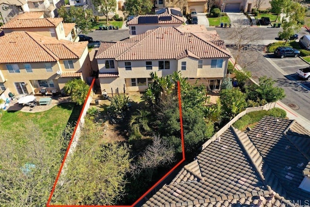 bird's eye view with a residential view