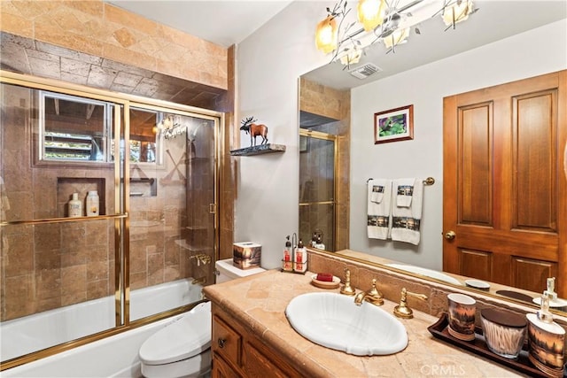 145 Pheasant Run, Lake Arrowhead, CA 92352 - bathroom with vanity and enclosed tub / shower combo