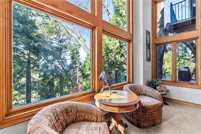 145 Pheasant Run, Lake Arrowhead, CA 92352 - living area with a towering ceiling and carpet flooring