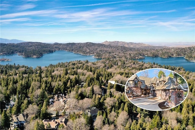 145 Pheasant Run, Lake Arrowhead, CA 92352 - drone / aerial view of a water and mountain view