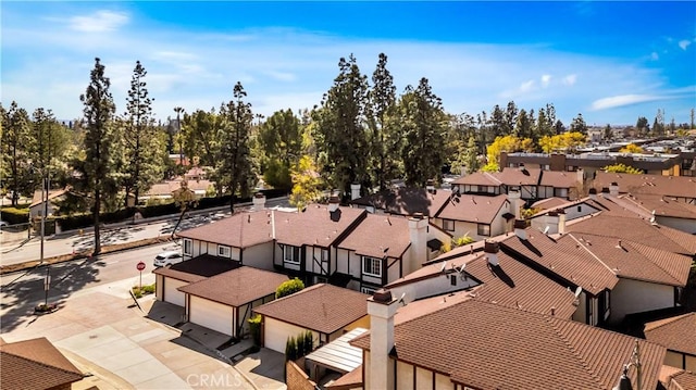 birds eye view of property with a residential view