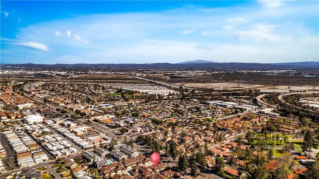 drone / aerial view with a mountain view