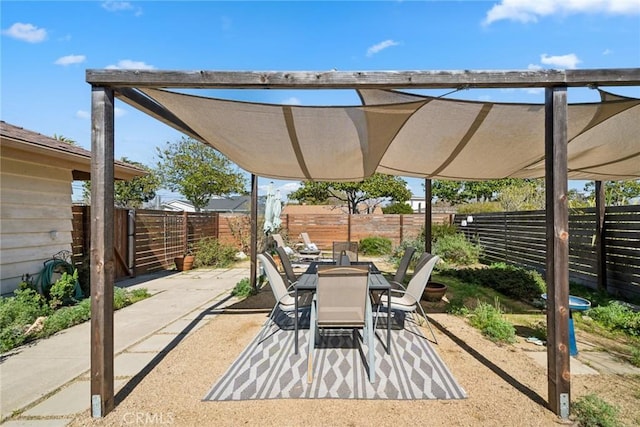 view of patio featuring outdoor dining space and a fenced backyard