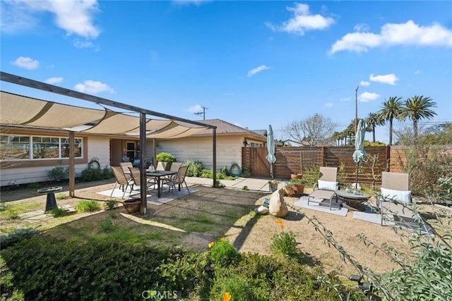 view of yard with a patio area and fence