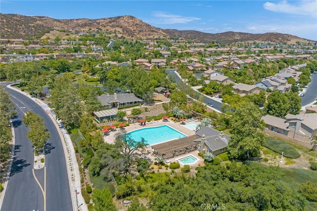 bird's eye view with a residential view and a mountain view