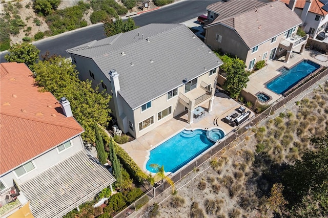 aerial view with a residential view