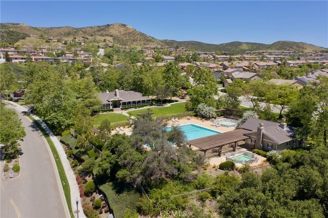 bird's eye view featuring a mountain view