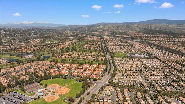 drone / aerial view with a mountain view