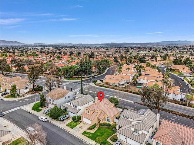 bird's eye view with a mountain view and a residential view