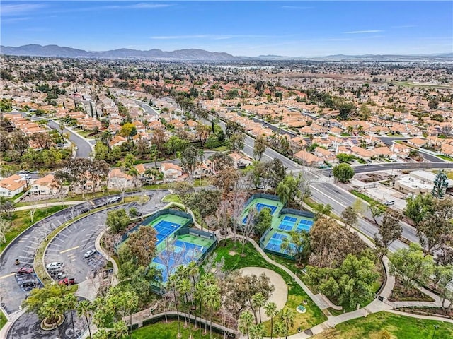 aerial view with a residential view and a mountain view