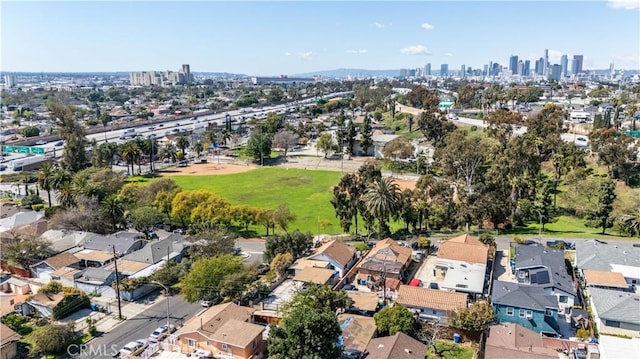 aerial view featuring a city view