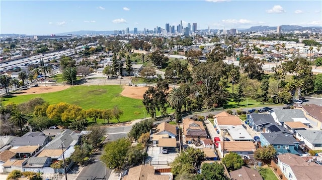 aerial view with a city view