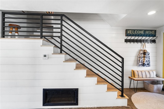 stairway with recessed lighting