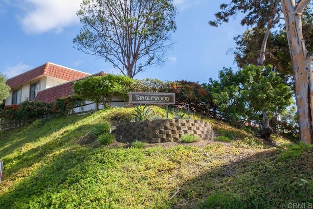 view of community sign