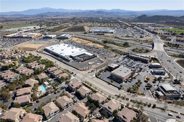 bird's eye view with a mountain view