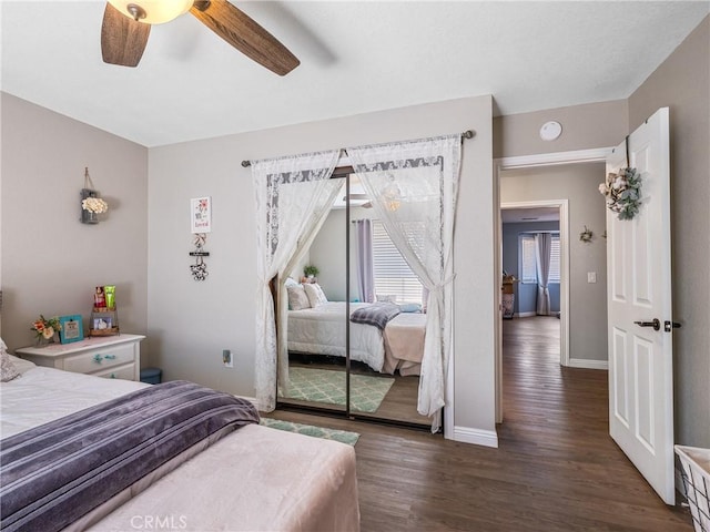 20312 Eyota Rd, Apple Valley, CA 92308 - bedroom featuring ceiling fan, baseboards, and wood finished floors