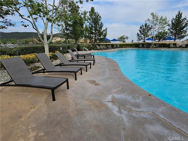 community pool with a patio
