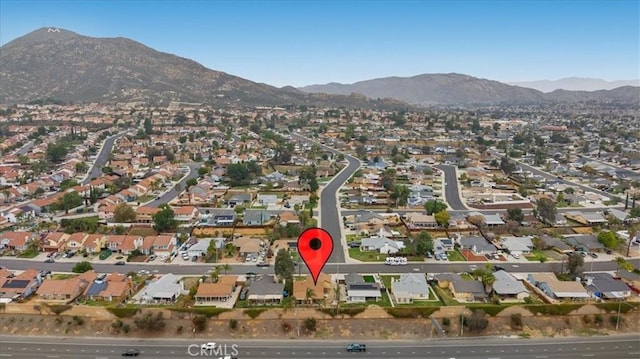 bird's eye view with a residential view and a mountain view