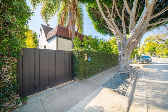 view of gate featuring fence