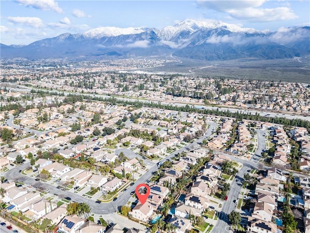 drone / aerial view with a mountain view and a residential view