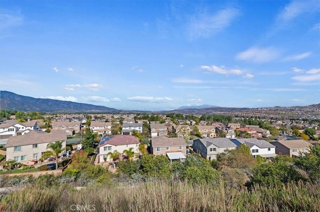 aerial view featuring a residential view and a mountain view