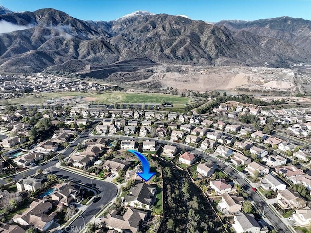 aerial view with a residential view and a mountain view