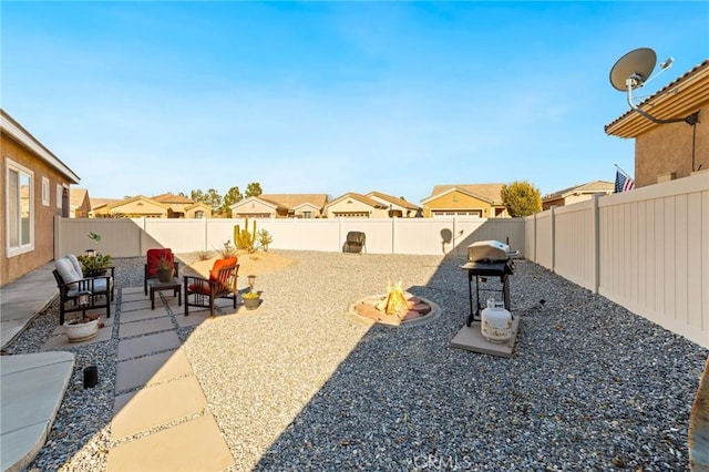 view of yard featuring a fenced backyard and a patio area