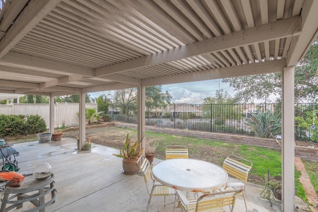 view of patio featuring outdoor dining area and a fenced backyard