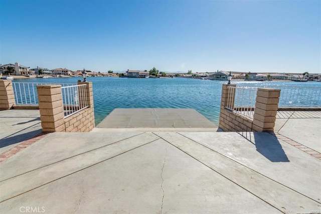 view of dock featuring a water view