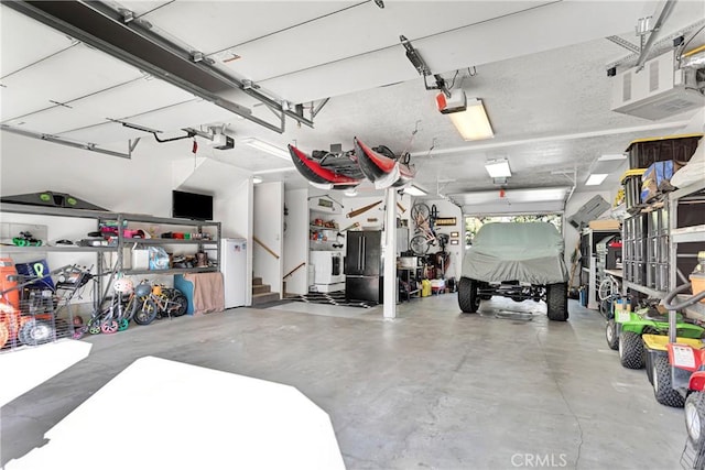 garage with a garage door opener