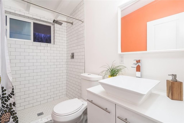 22470 Fawnridge Dr, Palm Springs, CA 92262 - bathroom featuring a stall shower, vanity, and toilet