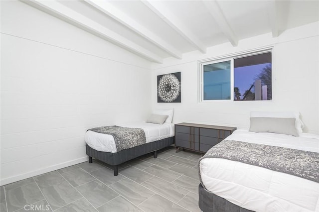 22470 Fawnridge Dr, Palm Springs, CA 92262 - bedroom featuring vaulted ceiling with beams