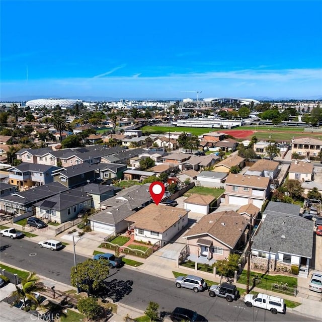 bird's eye view with a residential view