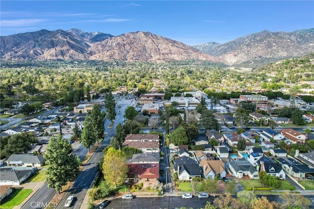 aerial view with a residential view and a mountain view