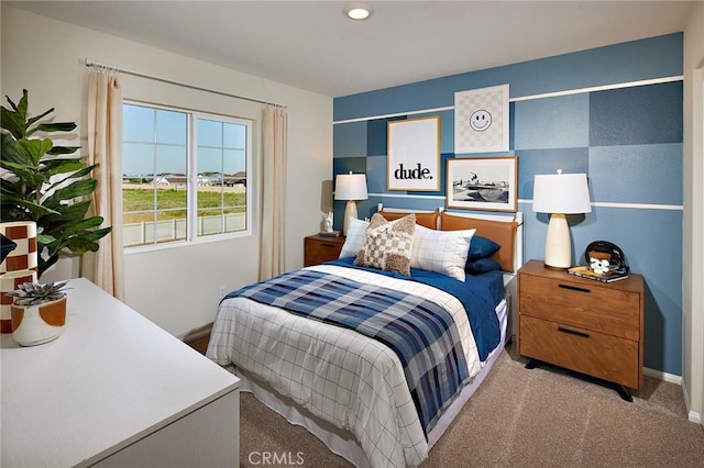 bedroom featuring carpet and recessed lighting