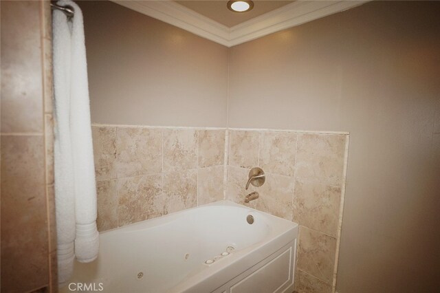 30266 Via Reata, Laguna Niguel, CA 92677 - bathroom with crown molding and a whirlpool tub