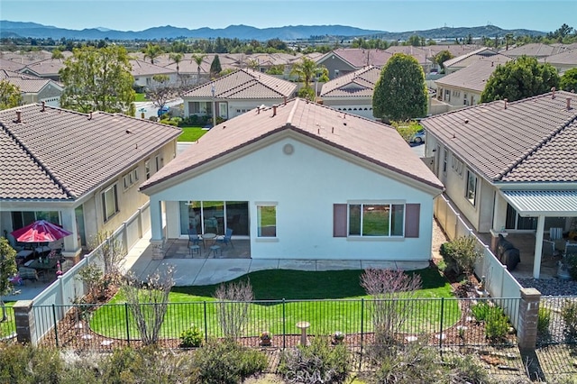 aerial view with a residential view and a mountain view