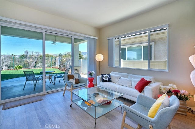 living room with wood finished floors