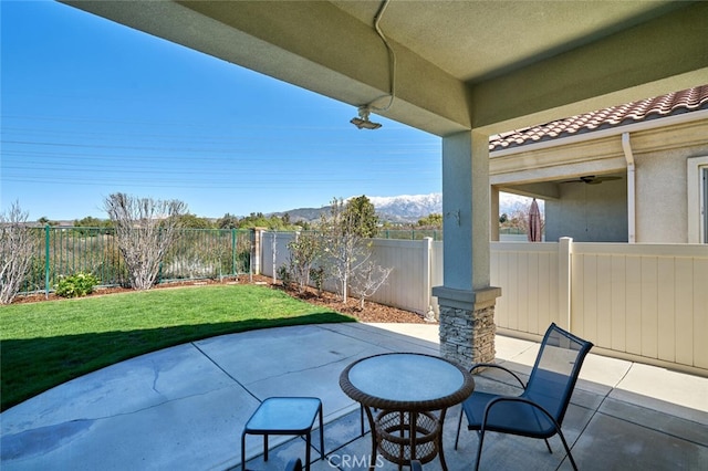 view of patio featuring a fenced backyard